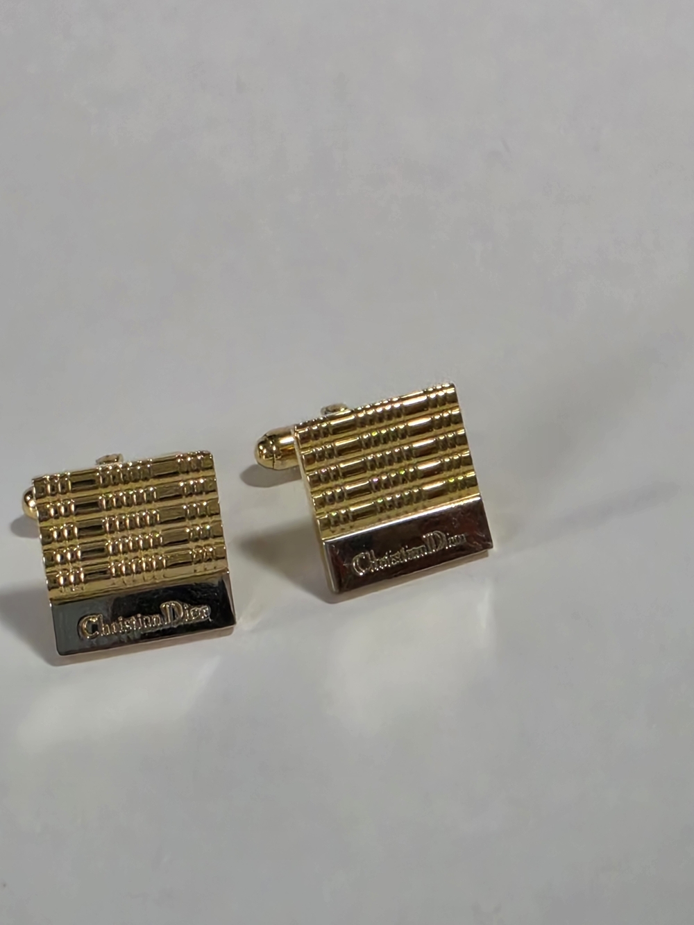 Authentic Christian Dior Gold-Tone Square Cufflinks